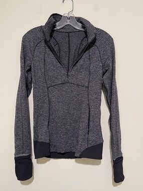 Lululemon Heathered Gray 3/4 Zip Pullover, Thumbhole Cuffs – Size Small